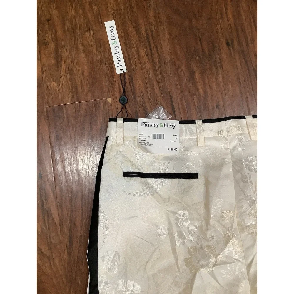 Paisley & Gray Men's Slim Fit Dress Pants 32  NWT Silkey Beige Retail $125